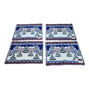 4 Dayton Hudson & Marshall Field Winter Christmas Woven Tapestry Placemats 13x18